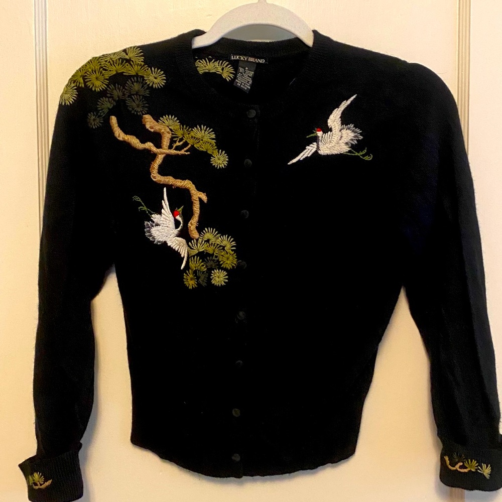 Lucky Brand Crane Cardigan w/embroidery details